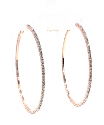 Rhinestone Super Big Hoop Earrings EH910185 RoseGold